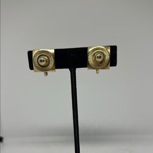 Gold Square Screw Back Earrings